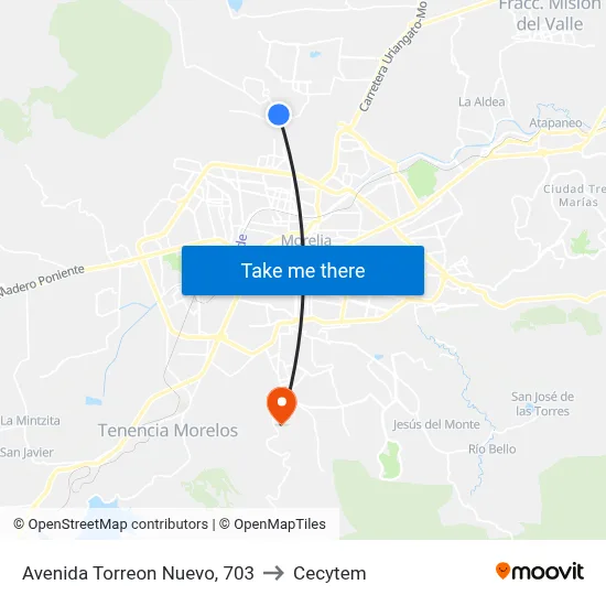 Avenida Torreon Nuevo, 703 to Cecytem map
