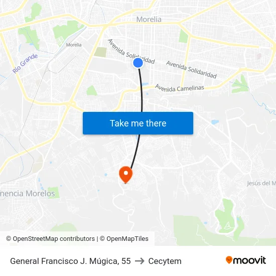 General Francisco J. Múgica, 55 to Cecytem map