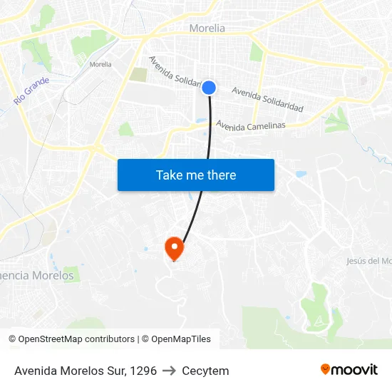 Avenida Morelos Sur, 1296 to Cecytem map