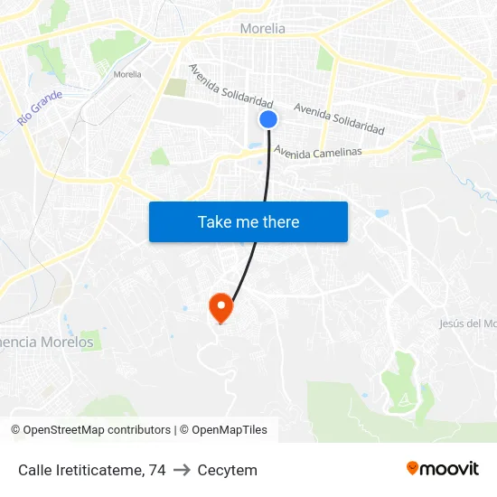 Calle Iretiticateme, 74 to Cecytem map