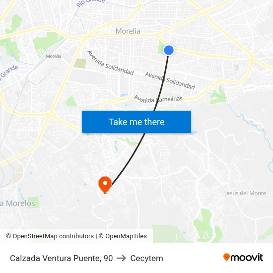 Calzada Ventura Puente, 90 to Cecytem map