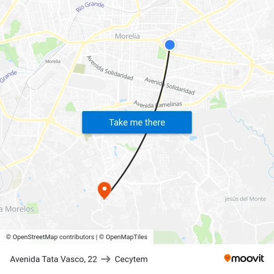 Avenida Tata Vasco, 22 to Cecytem map