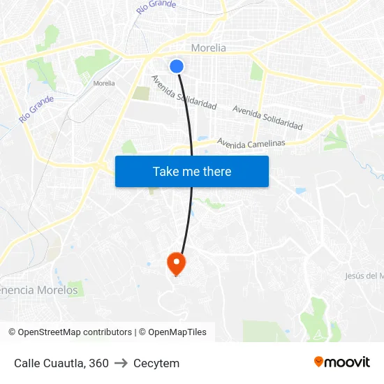 Calle Cuautla, 360 to Cecytem map