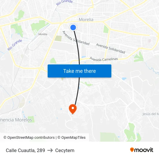 Calle Cuautla, 289 to Cecytem map