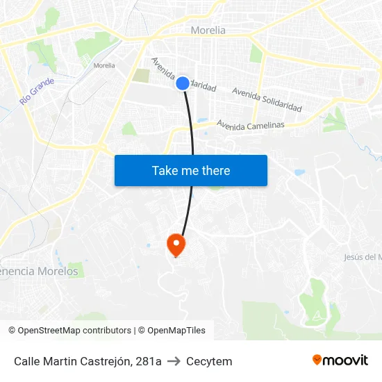 Calle Martin Castrejón, 281a to Cecytem map