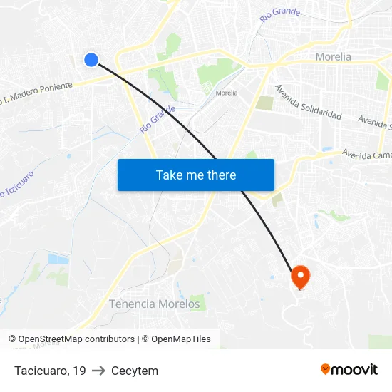 Tacicuaro, 19 to Cecytem map