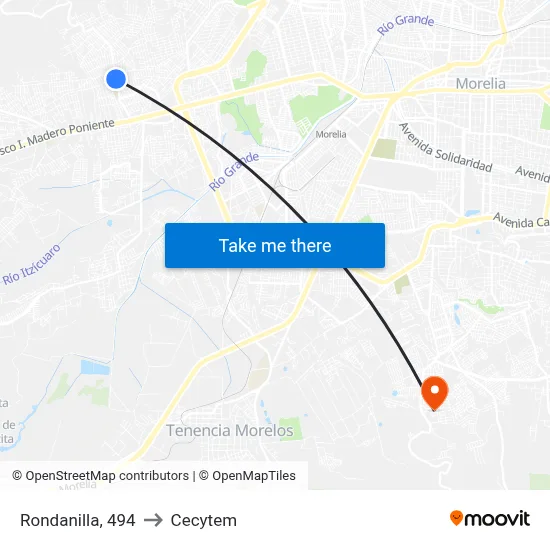 Rondanilla, 494 to Cecytem map