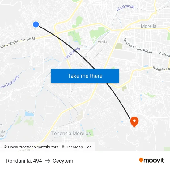 Rondanilla, 494 to Cecytem map