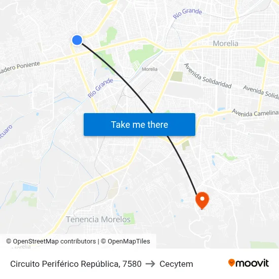 Circuito Periférico República, 7580 to Cecytem map