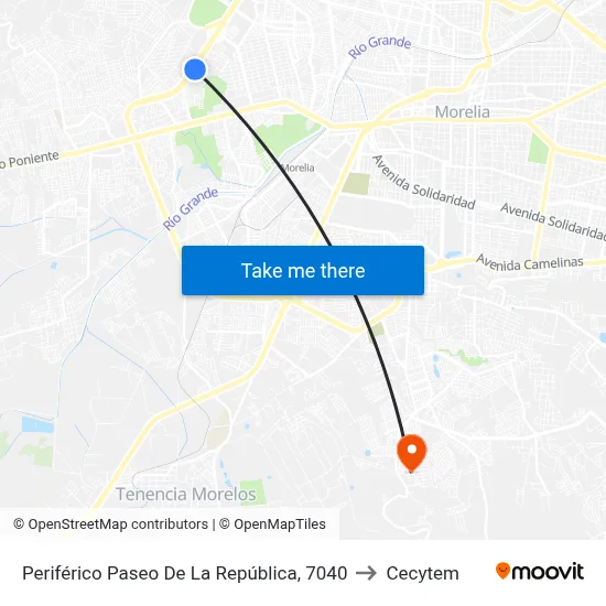 Periférico Paseo De La República, 7040 to Cecytem map