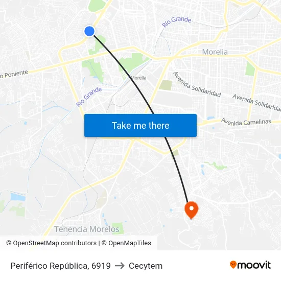Periférico República, 6919 to Cecytem map