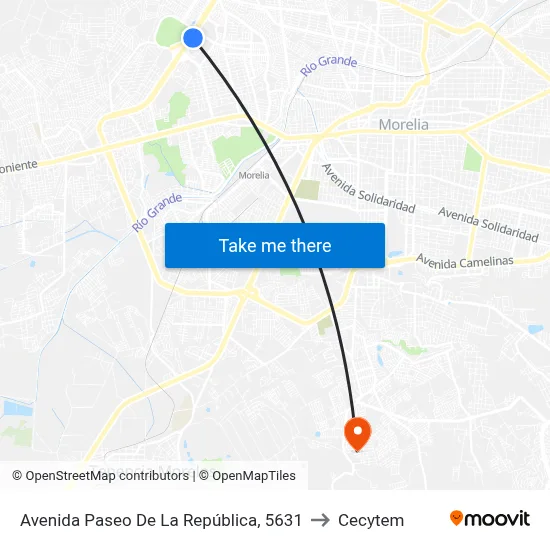 Avenida Paseo De La República, 5631 to Cecytem map