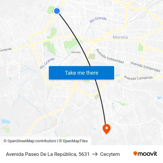 Avenida Paseo De La República, 5631 to Cecytem map