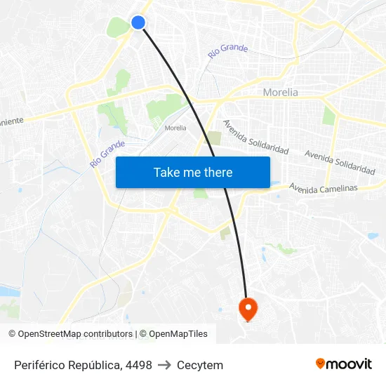 Periférico República, 4498 to Cecytem map