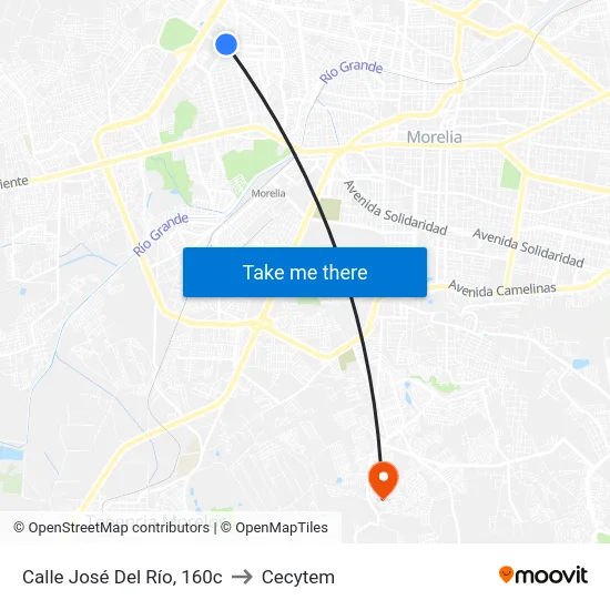 Calle José Del Río, 160c to Cecytem map