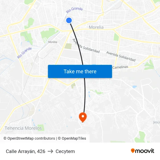 Calle Arrayán, 426 to Cecytem map