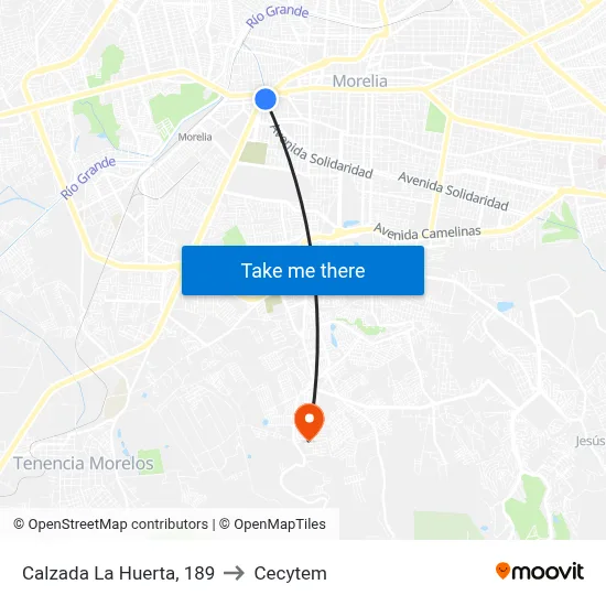 Calzada La Huerta, 189 to Cecytem map