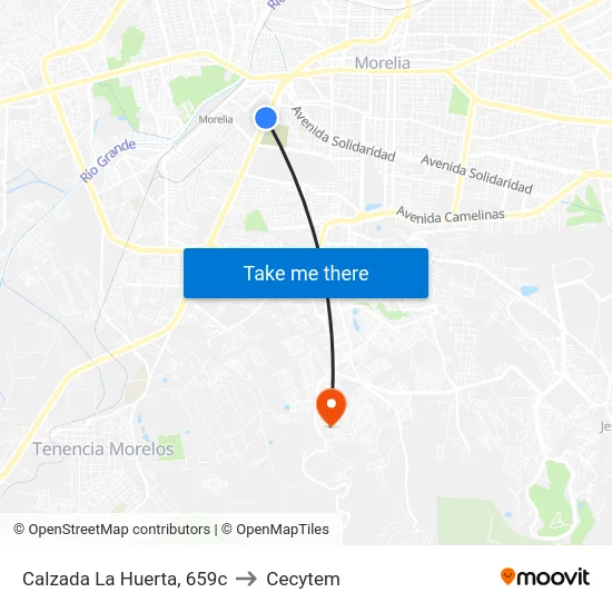 Calzada La Huerta, 659c to Cecytem map