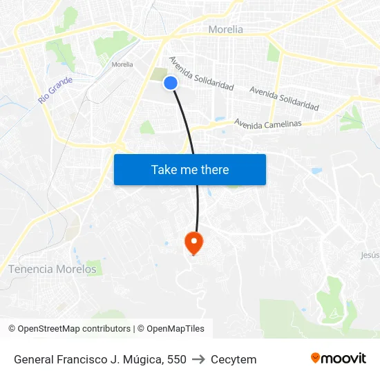 General Francisco J. Múgica, 550 to Cecytem map