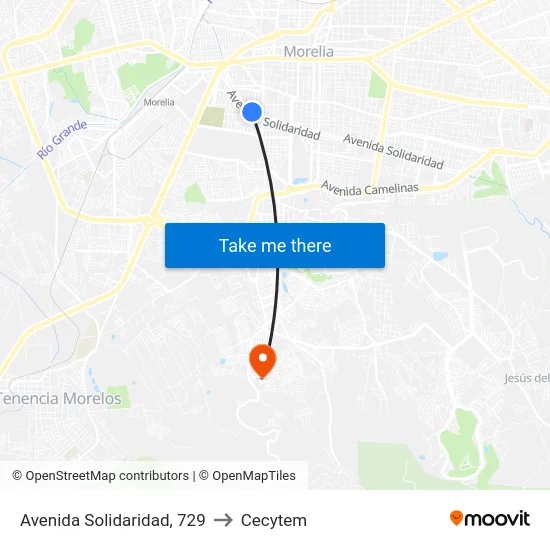Avenida Solidaridad, 729 to Cecytem map