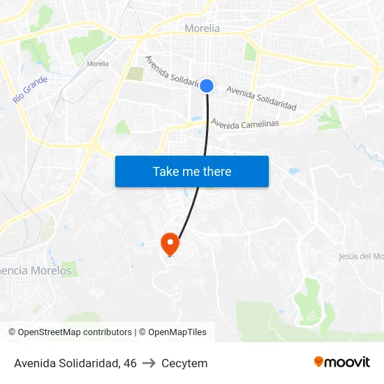 Avenida Solidaridad, 46 to Cecytem map