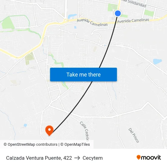 Calzada Ventura Puente, 422 to Cecytem map