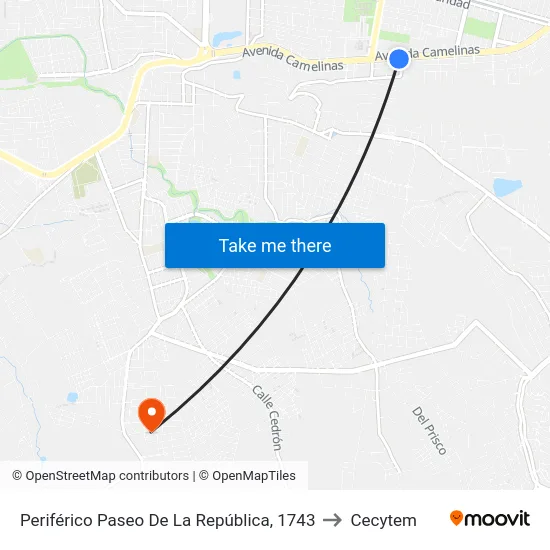 Periférico Paseo De La República, 1743 to Cecytem map