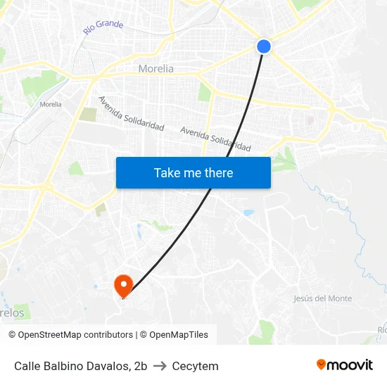 Calle Balbino Davalos, 2b to Cecytem map