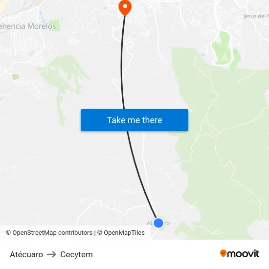 Atécuaro to Cecytem map