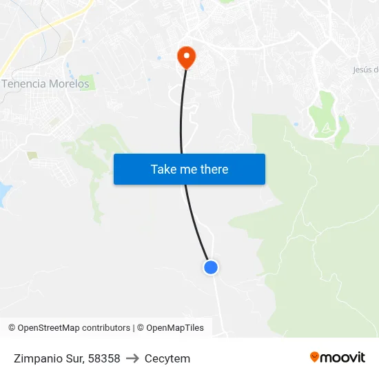 Zimpanio Sur, 58358 to Cecytem map