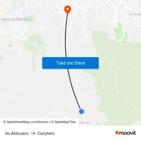 Av.Atécuaro to Cecytem map