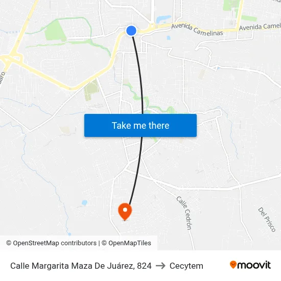 Calle Margarita Maza De Juárez, 824 to Cecytem map