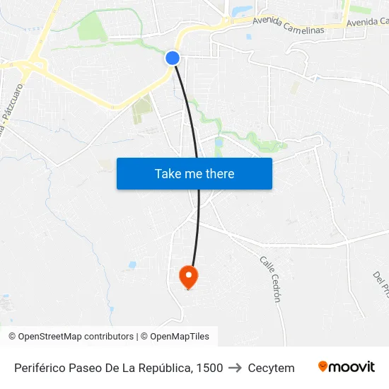 Periférico Paseo De La República, 1500 to Cecytem map