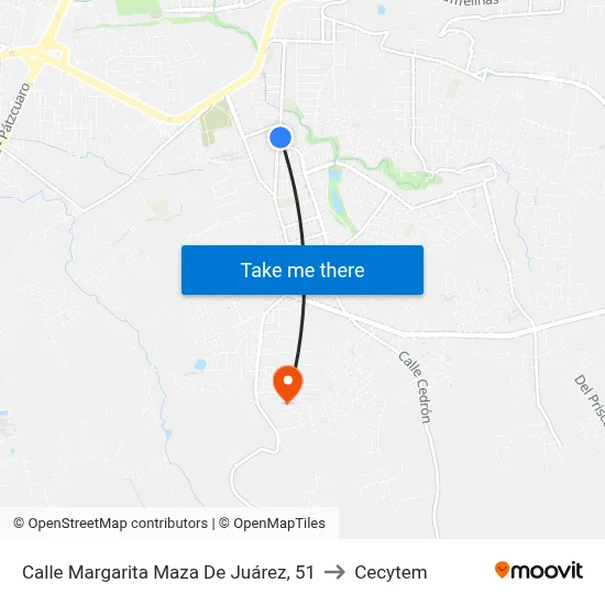 Calle Margarita Maza De Juárez, 51 to Cecytem map