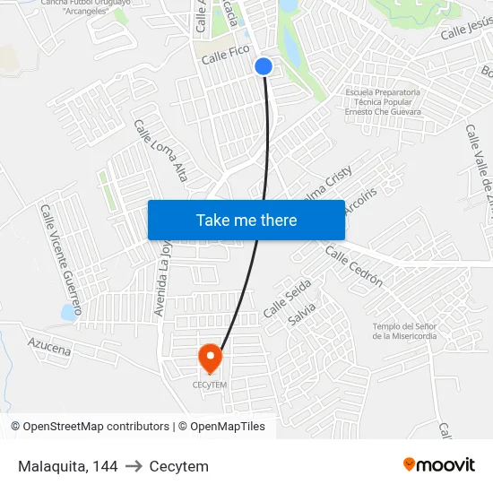 Malaquita, 144 to Cecytem map