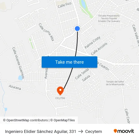 Ingeniero Elidier Sánchez Aguilar, 331 to Cecytem map