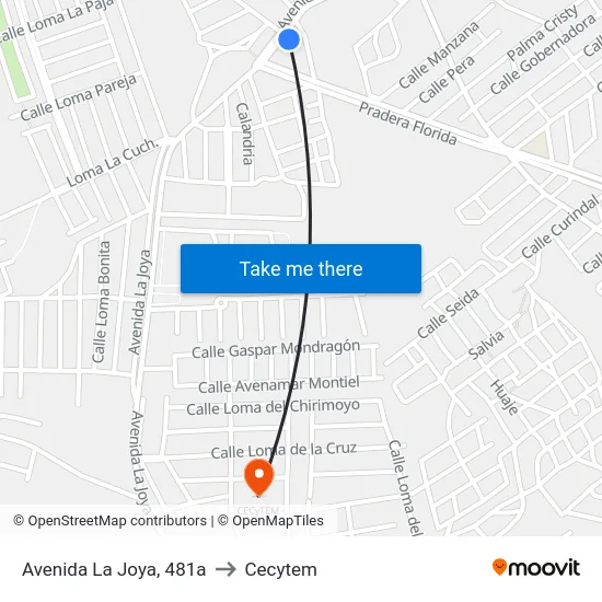 Avenida La Joya, 481a to Cecytem map