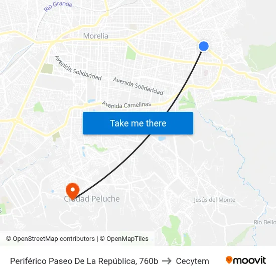 Periférico Paseo De La República, 760b to Cecytem map