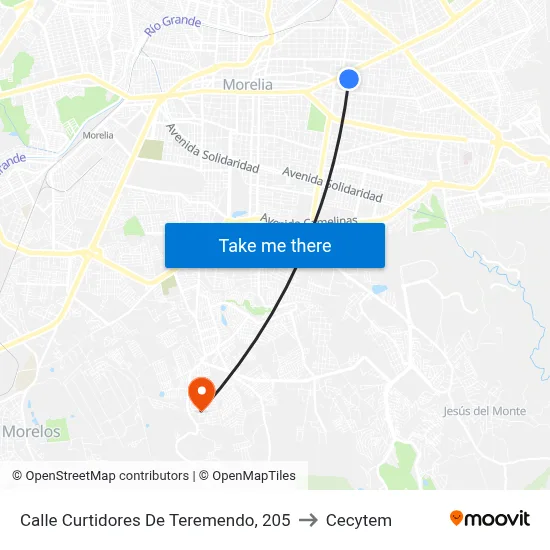 Calle Curtidores De Teremendo, 205 to Cecytem map