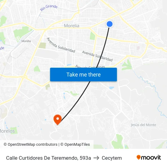 Calle Curtidores De Teremendo, 593a to Cecytem map