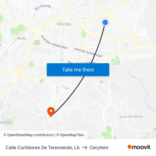 Calle Curtidores De Teremendo, Lb to Cecytem map