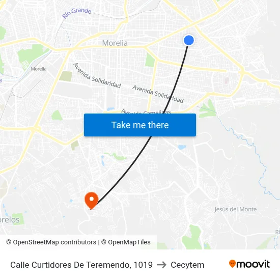 Calle Curtidores De Teremendo, 1019 to Cecytem map