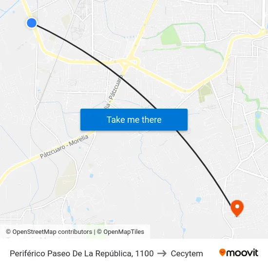 Periférico Paseo De La República, 1100 to Cecytem map