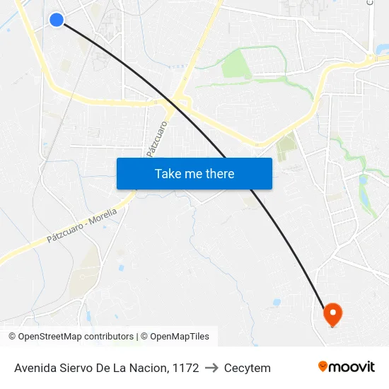 Avenida Siervo De La Nacion, 1172 to Cecytem map