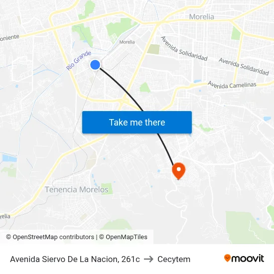 Avenida Siervo De La Nacion, 261c to Cecytem map