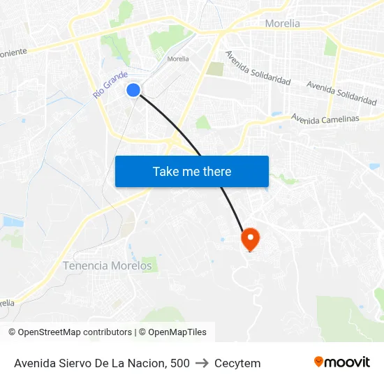 Avenida Siervo De La Nacion, 500 to Cecytem map