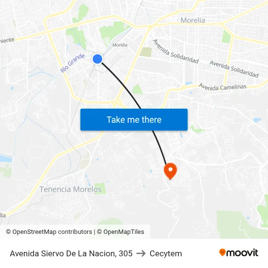 Avenida Siervo De La Nacion, 305 to Cecytem map