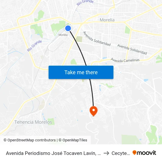 Avenida Periodismo José Tocaven Lavín, 301 to Cecytem map