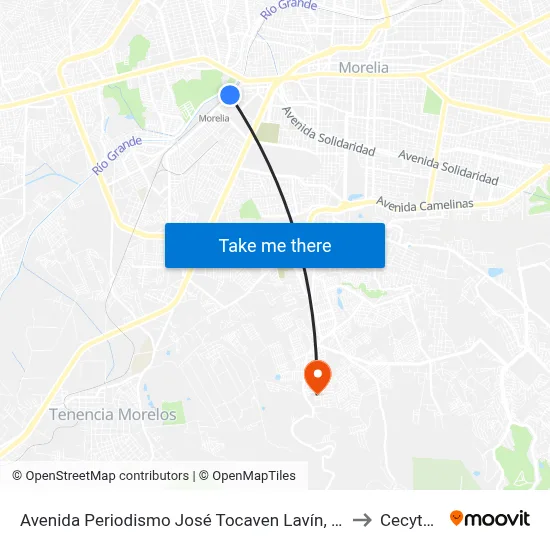 Avenida Periodismo José Tocaven Lavín, 142a to Cecytem map