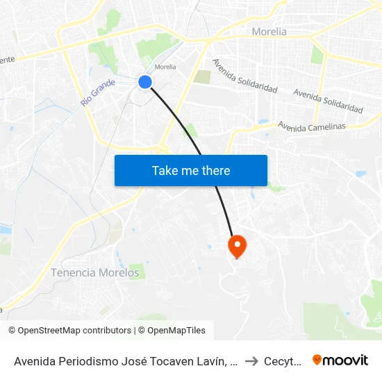 Avenida Periodismo José Tocaven Lavín, 1203 to Cecytem map